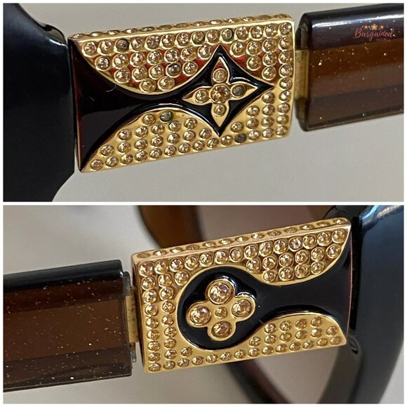 Authentic LOUIS VUITTON Brown Glitter Frame Heather Strass Sunglasses - Z0456E - Picture 2 of 12